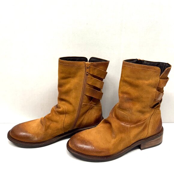 MIZ MOOZ SUIDE SIDE ZIP BOOTS SADDLE 37EU / 7US # Z-19 - Picture 1 of 3
